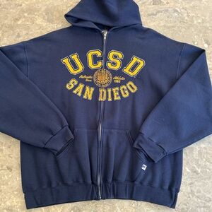 Vintage 2000s UCSD San Diego Hoodie Russell XL Navy Zip Up